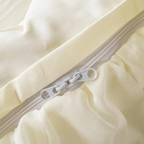 Ruffle Beddding Set with Bowtie,Chic Lace Bedding,Girls Twin Aesthetic Comforter Cover Set,Romantic French Princess Style Ruffled Duvet Cover with Lovely Bow with Zipper Closure