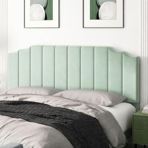 Befurtori King Size Headboard Only, Linen Wall Mount Headboard Sage Green