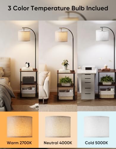 Floor Lamp with Table 2-Pack, Nightstands End Side Table for Living Room