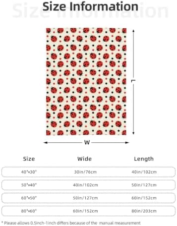 Cute Ladybugs Pattern Fleece Throw Blanket Ultra Soft Cozy Decorative Flannel Blanket for Home Bed Couch Chair Travel 50x40in