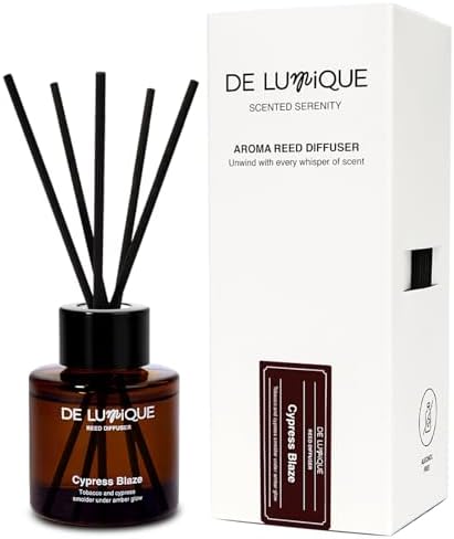 Cypress Blaze Scent Aroma Reed Diffuser – Long-Lasting Aromatherapy Diffuser with Essential Oils – Home Fragrance Diffuser for Bedroom, Bathroom & Living Room