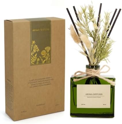 Reed Diffuser, 6.09 oz Sandalwood Rose Scent Diffuser with Sticks & Dried Flowers, 120 Days Long Lasting diffusers for Home, Elegant Fragrance for Bathroom Bedroom Office Decor Air Fresh