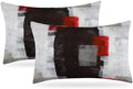 Throw Pillow Covers for Couch, 20x12 Inch, Set of 2, Grey Red