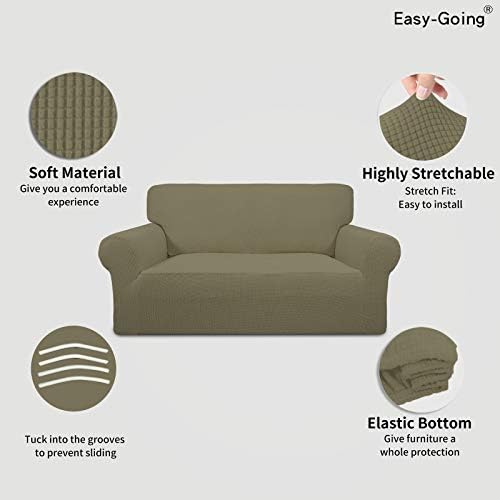 Easy-Going Stretch Loveseat Couch Covers Washable Khaki