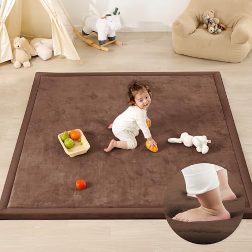 1.3" Thick Baby Play Mat for Floor,79x158 Large Memory Foam Tummy Time Mat