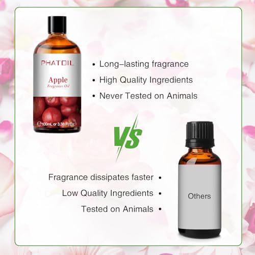 PHATOIL Apple Fragrance Oil for Diffuser Aromatherapy 3.38FL.OZ
