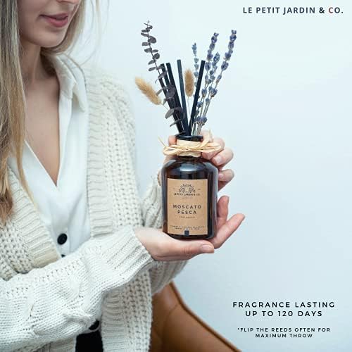 Reed Diffusers - Oil Sticks Diffuser Set with Real Dried Flowers - Reed Diffusers for Home, Bathroom & Office | Air Freshener Fragrance Sticks for Shelf Decor & Gifts by Le Petit Jardin & Co.