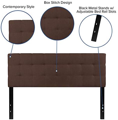 EMMA + OLIVER Dark Brown Queen Quilted Tufted Headboard