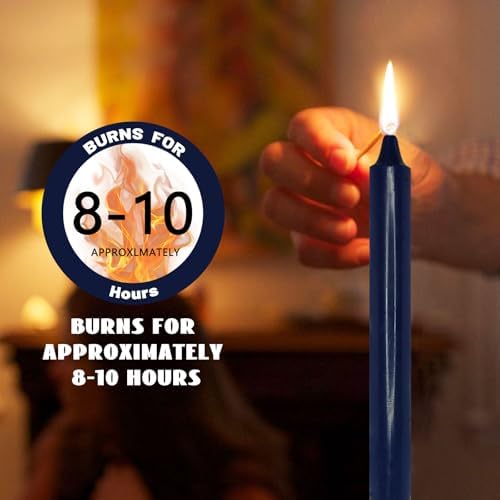 NJAO HOO Indigo Candlesticks 10 Inch Handmade Dripless Taper Candles Unscented Colored Candle Set, Pack of 4 - Up to 9-11 Hours Burn