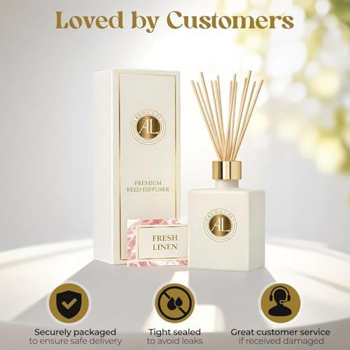 White Reed Diffusers for Home | Premium Fragrance Diffuser | White Diffuser Sticks in Oil Set with Fresh Linen Scent | Smell Good Stuff | Long-Lasting Oil for Bathroom & Office (5 oz)