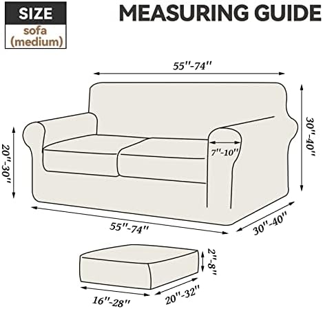 WEERRW Velvet Stretch 3 Pieces Couch Cover for Sofa Washable, Light Brown