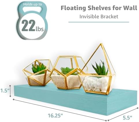 Sorbus 16 Inch Floating Shelves for Wall (5 Pack, Breezy Blue)
