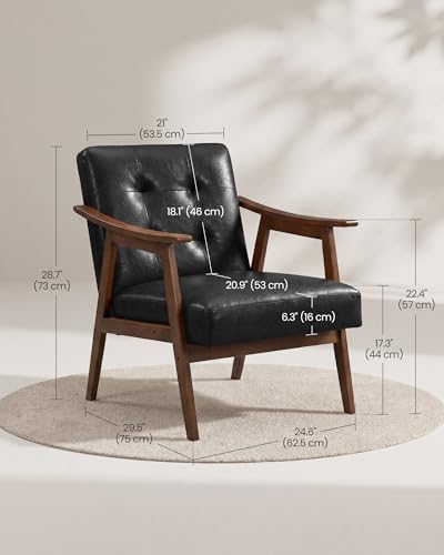 VASAGLE Accent Chair, PU Leather Armchair, Button Tufted, Thick Cushion