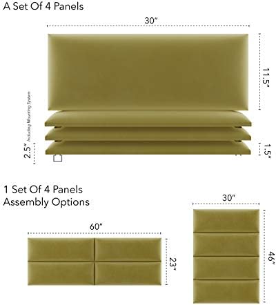 Vänt Wall Mounted Headboard Panels, Queen/Full, Velvet Olive Moss