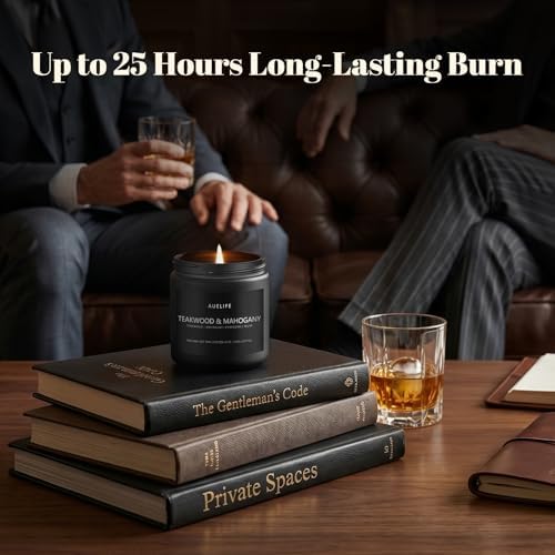 6 Pack Scented Candles for Home, 3.5oz Natural Soy Wax Candles Gift Set,Each 25H Burn, Aromatherapy Candles for Men (Mahogany/Vanilla/Sandalwood/Leather/Cedar/Whiskey)