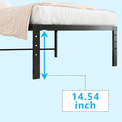 Bonnlo 16 Inch Metal Platform Twin Bed Frame, Mattress Foundation Replacement,Heavy Duty Steel Slat Support,No Box Spring Needed,Black