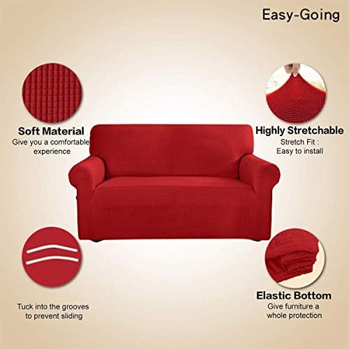 Easy-Going Stretch Loveseat Couch Covers Washable Christmas Red