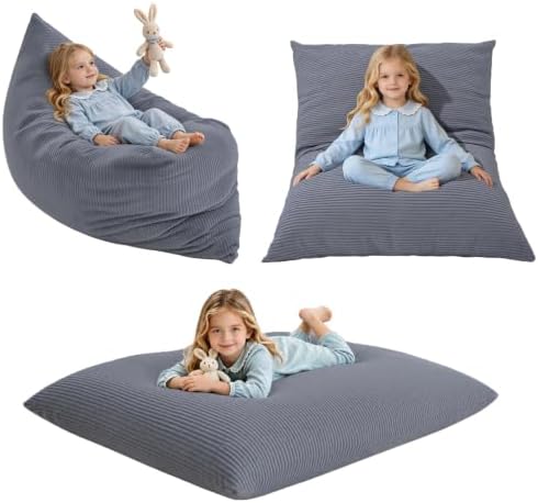 3-in-1 Kids Bean Bag Chair, Convertible Floor Cushion