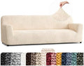 PAULATO Premium Stretch Couch Covers for Sofa - Sofa Chair Cover Washable, Dogs & Pets Friendly - Elastic Polyester Loveseat Slipcovers - Non-Slip Love Seat Couch Covers - Cream (86"-120" Wide)