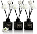 Reed Diffuser Set of 3, Jasmine Scented Oil Diffuser with 15 Sticks,(50ml) x 3 Aromatherapy Oil Reed Diffuser for Home Bedroom Bathroom Air Freshener