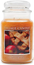 Village Candle Warm Apple Pie Large Glass Apothecary Jar Scented Candle, 21.25 oz, Brown