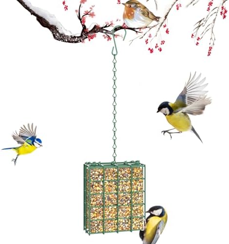 Bird Feeder for Outdoors, Suet Feeder for Outside Hanging Suet Basket Cage