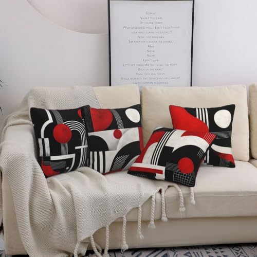 Abstract Geometric Decorative Throw Pillow Covers 18x18 Inch Set of 4