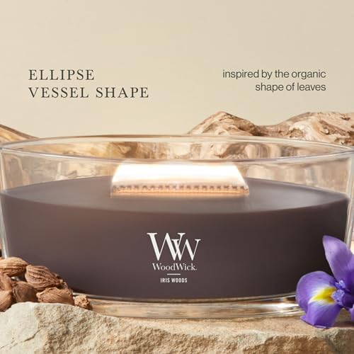 WoodWick Iris Woods Scented Candle, Crackling Wick, 16oz
