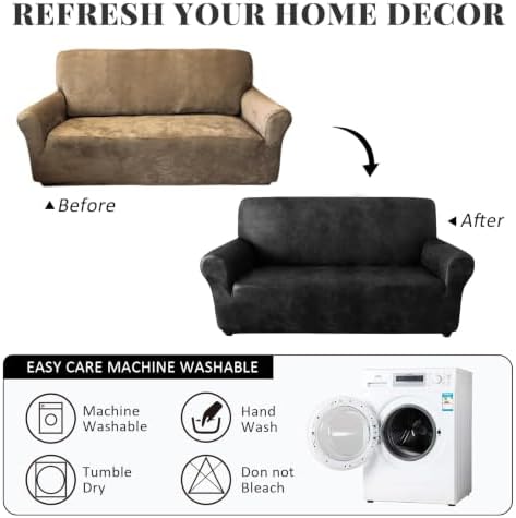 ANARACHON 1-Piece Leather-Look Loveseat Cover,Stretch Loveseat Slipcover