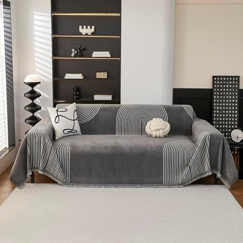 MEETSKY Couch Cover Sofa Cover Washable,Chenille Sofa Covers for 2 Cushion Couch Sofa, Sofa Slipcover Loveseat Pet Couch Covers for Sectional Sofa,71" X118"