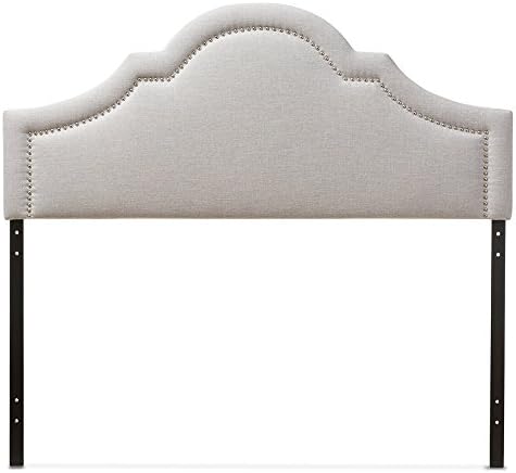 Baxton Studio Jardan Modern & Contemporary Fabric Upholstered Headboard, Full, Greyish Beige