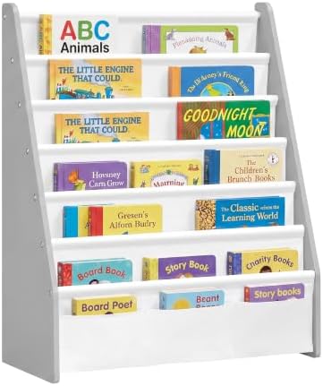 SONGMICS Kids Bookshelf, 6-Tier Toddler Bookcase, Playroom Storage Rack