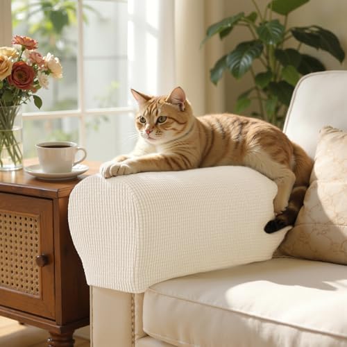 SUBRTEX Stretch Couch Arm Covers Set of 2, Non-Slip Sofa Armrest Slipcovers