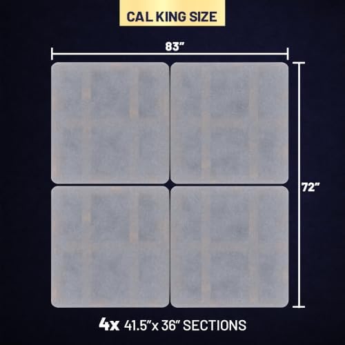 Premium 38mm Split Wood Bunkie Board for California King Size Bed Frame - 4-Piece Under Mattress Support Board, Fully Assembled, Fabric Ventilation Cover - Replaces Wooden Slats or Box