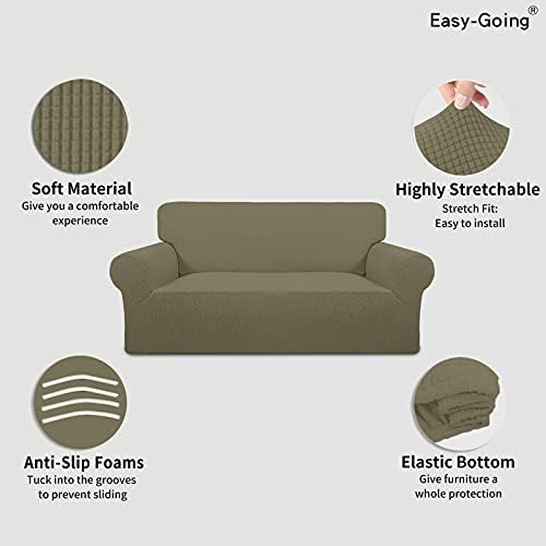 Easy-Going Stretch Oversized Loveseat Couch Covers Washable Khaki