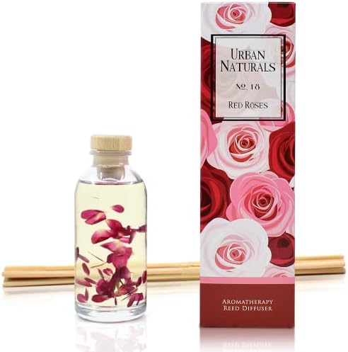 Urban Naturals Reed Diffuser Set, Red Roses - Bathroom Shelf Décor