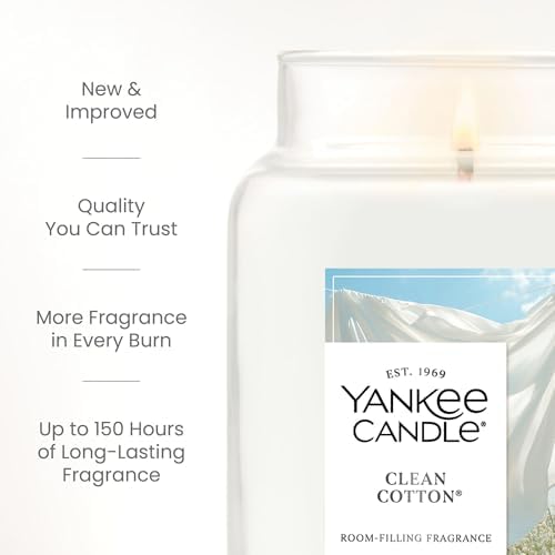 Yankee Candle Clean Cotton Scented Candle, 22oz Large Jar