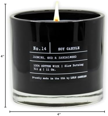 Lulu Candles Jasmine, Oud & Sandalwood Soy Blend Jar Candle, 11 Oz.