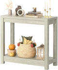 Besiost Small Farmhouse Wood Entryway Table Narrow Console Table with Storage Behind Couch Sofa Table with Shelves Entry Way Table with Open Storage, Easy Assembly, 32" Classical Washed Oak