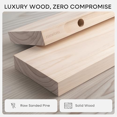 Homeforia 12 Inch DIY Floating Shelves, High-End Solid Pine Wood, Set of 4
