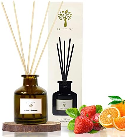 PRISTINE English Country Inn Reed Diffuser for Home | Fresh Blend of Strawberry, Vanilla, Musk Reed Diffuser Set, Oil & Reed Diffuser Sticks | Home & Office Decor | Fragrance