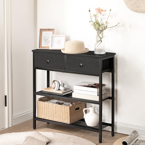 HOOBRO 29.5" Narrow Console Table with 2 Fabric Drawers, Small Sofa Table