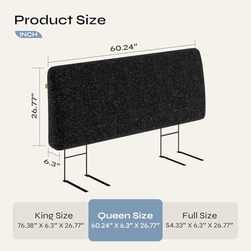 Pinmoco 4.7" Upholstered Headboard for Queen Size Bed, Height Adjustable and Ergonomic Headboard, Easy Assemble, Sturdy and Durable, Starry Night Black
