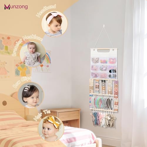 Munzong Leather Headband Holder, Bows Organizer for Girls Wall Hanging