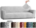 PAULATO Premium Stretch Couch Covers for Sofa - Sofa Chair Cover Washable, Dogs & Pets Friendly - Elastic Polyester Loveseat Slipcovers - Non-Slip Love Seat Couch Covers - Light Grey (86"-120" Wide)