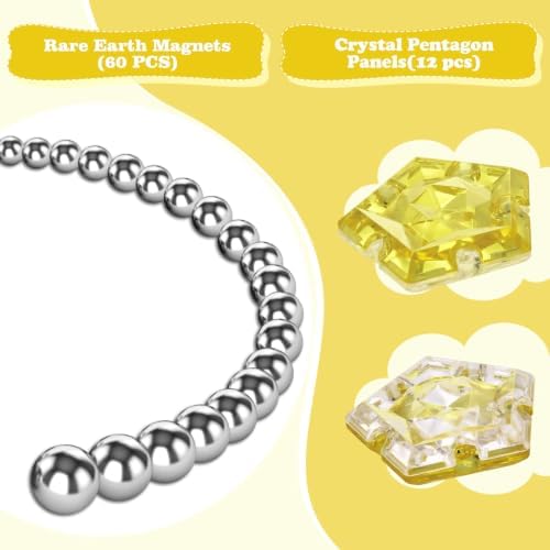 Magnetic Fidget Sphere, Crystal Golden, Sensory Desk Toy for Stress Focus Anxiety Relief
