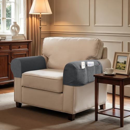 SUBRTEX Stretch Couch Arm Covers Set of 2, Non-Slip Sofa Armrest Slipcovers
