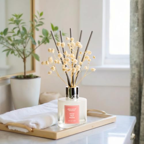 Airkeep Reed Diffuser Set,3.38 fl oz (100 ml) - Spiced Fruit Woods Oil Diffusers with 8 Reed Sticks, Home Fragrance Reed Diffuser for Bathroom Shelf Decor
