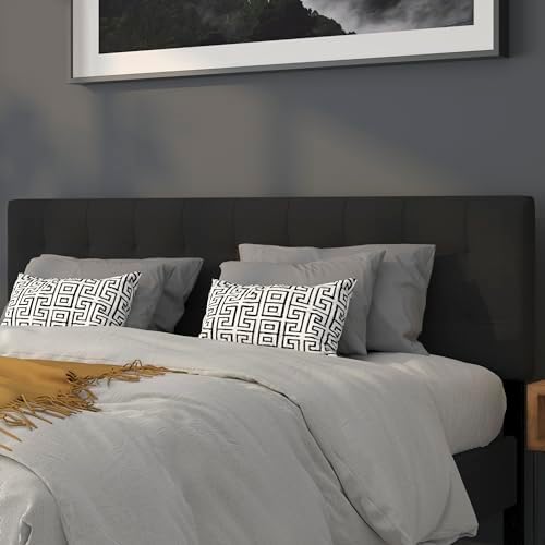 EMMA + OLIVER Black King Quilted Tufted Headboard