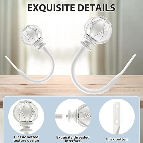 KAMANINA Decorative Curtain Drapery Holdbacks, Wall Mounted, 2 Pack White